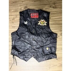 Vintage Bikestar Womens Leather Biker Vest Large Harley Davidson